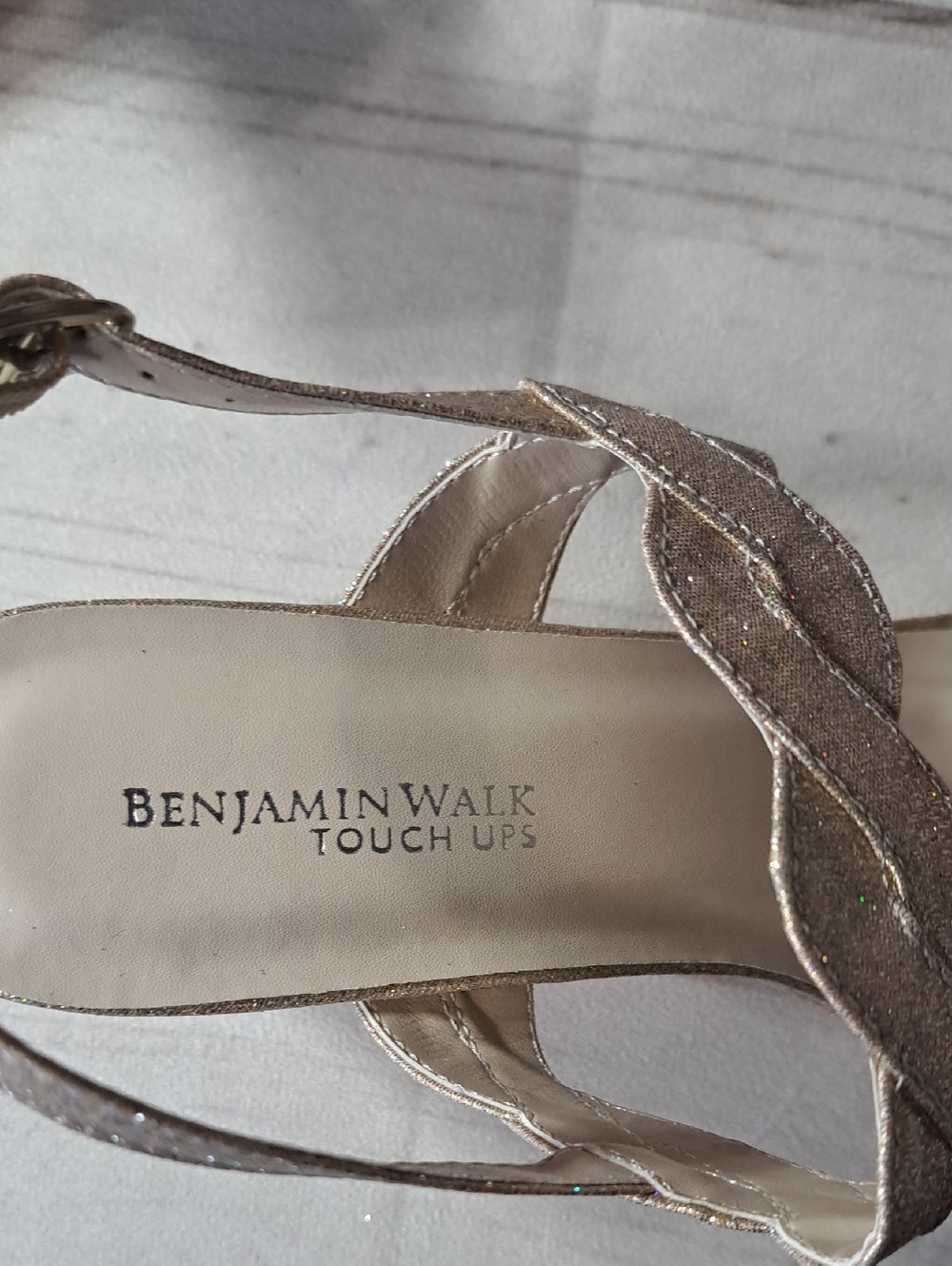 Benjamin Walk Glitter Braided Strap Sandals With Small Chunky Heel - Champagne - Picture 2 of 9